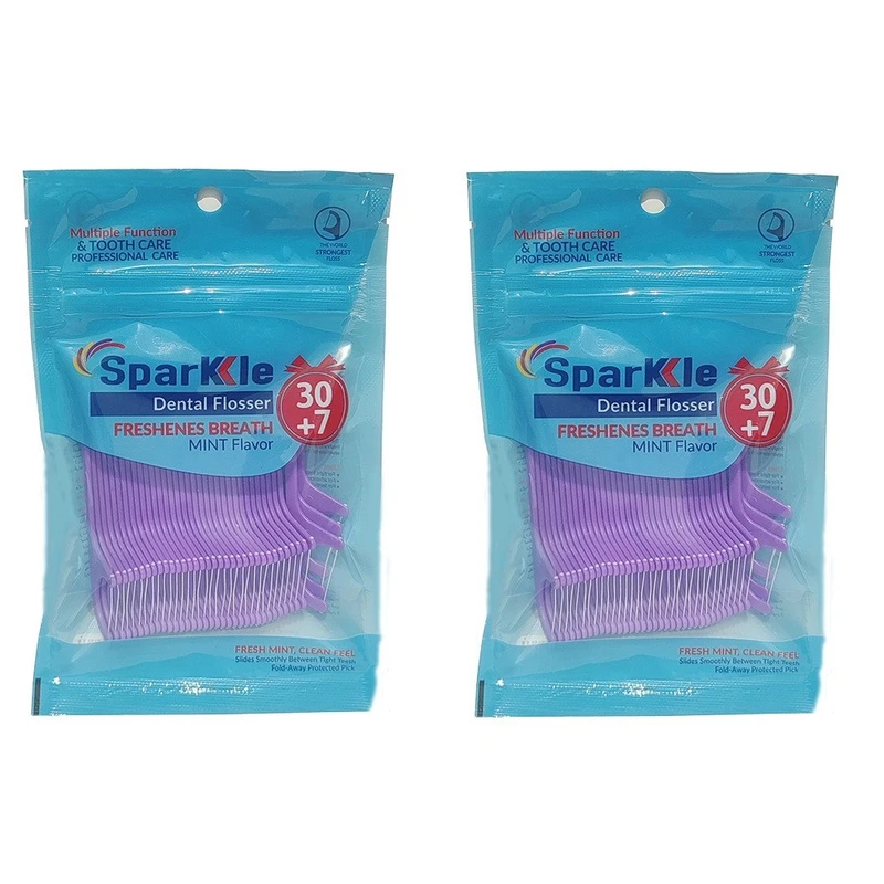 نخ دندان اسپارکل مدل کمانی 2 بسته 37 عددی | گارانتی اصالت و سلامت فیزیکی کالا